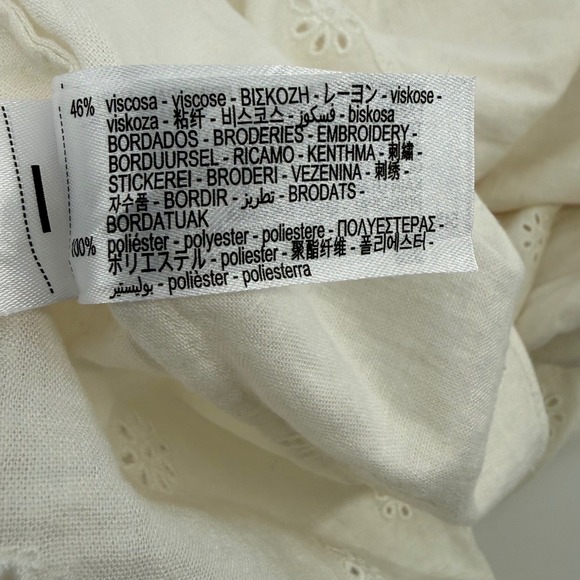 Zara Womens Size Large Linen Blend Eyelet Maxi Skirt Off White Boho Flowy - Picture 6 of 11